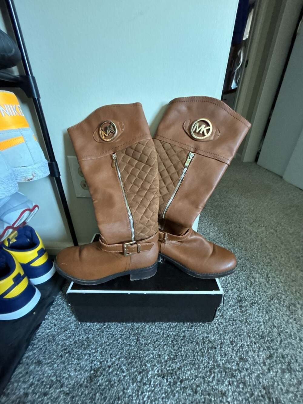 Michael Kors Quilted Riding Boots Size 7 Brown
